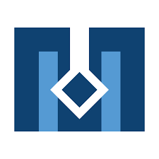 He Is Me A geometric logo featuring two blue rectangles and a white diamond shape in the center symbolizes educational enrichment, set against a darker blue background, with a vertical white line extending from the diamond to the top edge.