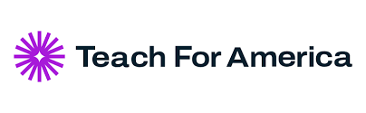 TeachForAmerica Teach For America logo features a purple, starburst-like circular graphic on the left, symbolizing educational empowerment, and the words Teach For America in black text on the right.